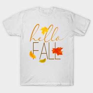 Hello Fall Hand Lettered Typography T-Shirt